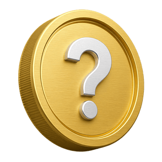 Sierlijke 3D-gouden munt met een vraagteken op de FAQ-pagina